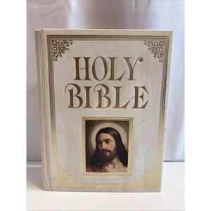 Holy Bible White 1987 King James Version Red Letter Edition Regency, Vintage